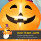 Inflatable pumpkin-face ghost with purple hat and “Trick or Treat” banner, built-in LED lights