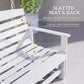 White slatted seat and back on rocking bench chair with ventilation gaps