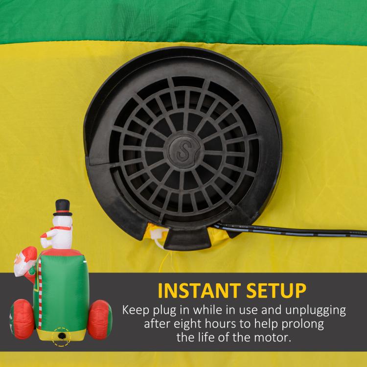 Inflatable train control/air port with black fan on yellow-green fabric
