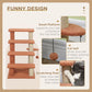 Brown 4-level cat step tower with scratching post, cat ball, and small platform