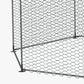 Metal wire chicken run enclosure with mesh panels and corner posts
