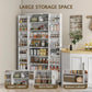 White kitchen pantry cabinet with spacious interior shelves for pantry jars and cans