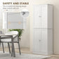 White kitchen cabinet with secure anti-tip design and hinged door hardware