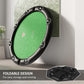 Foldable round poker table with green felt, black rim and cup holder openings