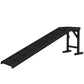 Black dog ramp with anti-slip carpet and side frame legs, top platform visible