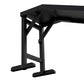 Black dog ramp with non-slip carpet surface and raised side supports