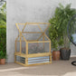 Natural wood greenhouse cold frame planter with clear mesh enclosure panels