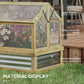 Wood and galvanized metal greenhouse cold frame with polycarbonate-style panels