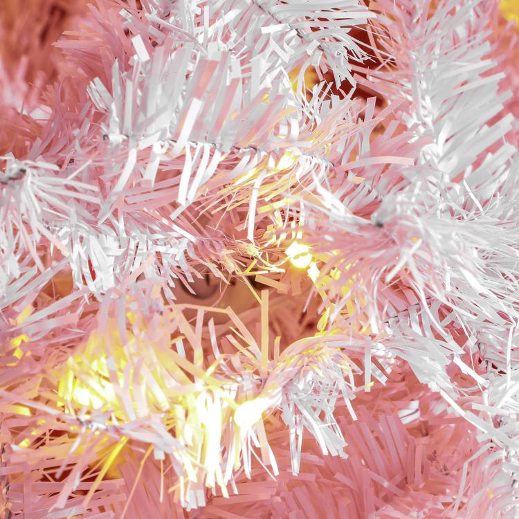 Pink artificial Christmas tree branches with warm white LED lights