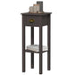 Charcoal side table with drawer, open shelf, and tapered legs