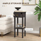 Charcoal side table with drawer and open bottom shelf for storage