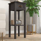 Charcoal 2-tier end table with drawer and open shelf with decorative items