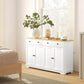 White sideboard buffet cabinet with 2 drawers and 4 cabinet doors