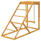 Chicken coop activity toy with wooden ladder, perches, and hanging bar, yellow