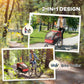 Two-in-one style bike trailer in black and red with enclosed passenger cabin