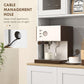 White pantry hutch with cable management hole above the appliance shelf