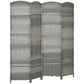 Gray 4-panel folding room divider screen, freestanding privacy screen with woven panels