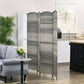 Mixed gray 4-panel folding privacy screen with rounded arched panel tops