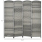 4-panel privacy screen dimensions view, mixed gray woven panels