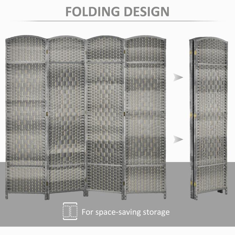 Folding privacy screen design with 4 panels shown open and partially folded