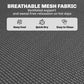 Close-up of breathable gray mesh fabric on folding chaise lounge seat and back