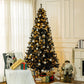 7.5 ft pre-lit artificial Christmas tree with warm white LEDs and silver bauble ornaments