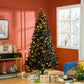 7.5 ft pre-lit artificial Christmas tree with warm white LED lights and black metal stand