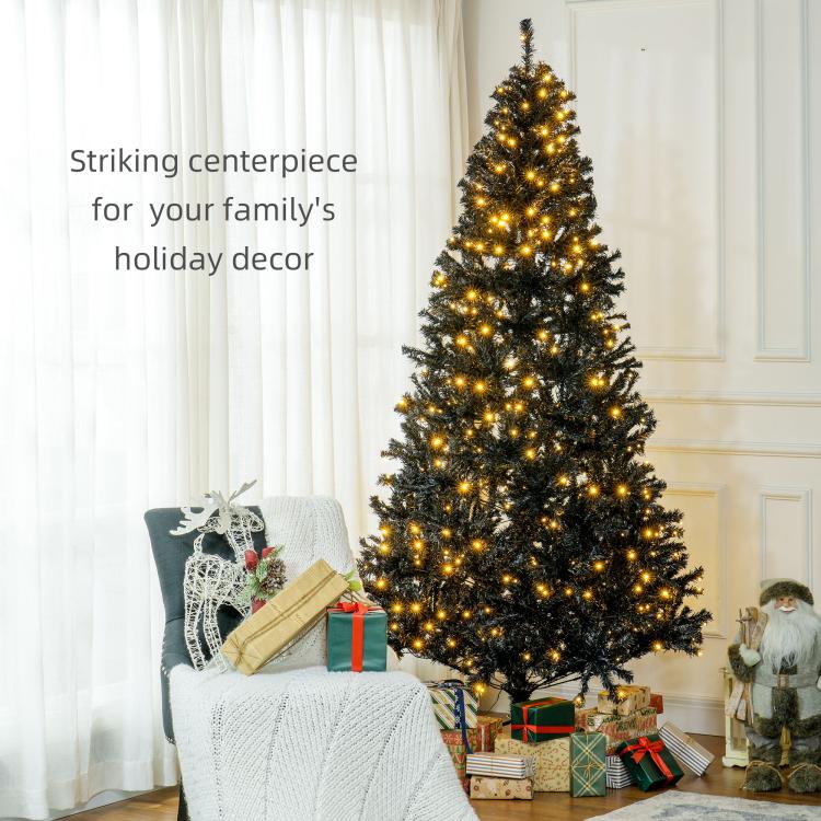 7.5 ft pre-lit artificial Christmas tree with warm white LEDs and silver bauble ornaments