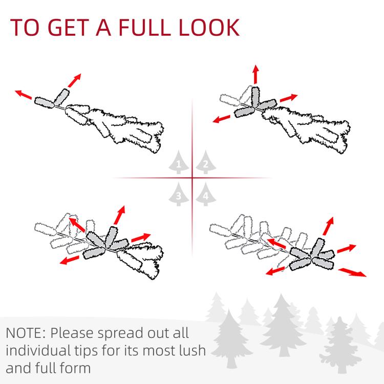 Artificial Christmas tree tips spread out to create a fuller shape with pre-lit LEDs