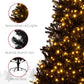 7.5 ft pre-lit artificial Christmas tree with warm white LEDs, realistic tips, sturdy base