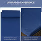 Removable outdoor chaise cushion in blue with separate headrest pad