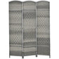 Three-panel folding divider screen with arched top in mixed gray woven pattern