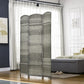 3-panel room divider screen with arched top in mixed gray woven panels
