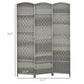 3-panel folding divider screen with arched top in mixed gray woven texture