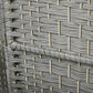 Close-up of mixed gray woven divider panel with light wooden support strips