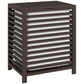 Coffee-brown bamboo laundry basket with slatted sides and matching lid