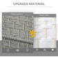 Close-up of gray woven folding privacy screen texture with rectangular grid pattern
