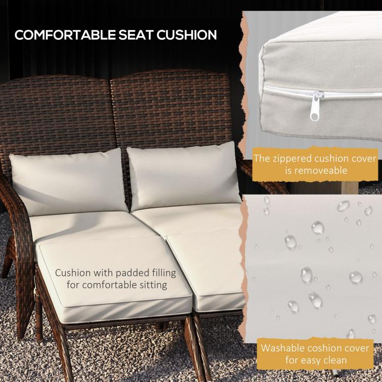 Cream cushion with zipper on removable cover for two-seat adirondack chair
