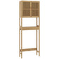 Natural bamboo over-toilet cabinet with upper slatted door, lower open area