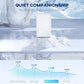 White mini fridge on packing materials, compact upright design