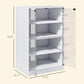 White media cabinet interior view showing multiple shelf levels and open frame