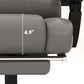 Gray massage office chair armrest and side panel with chrome base support