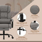Gray massage chair with high-end gas lift, thick padding, and sturdy five-star base