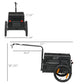 Bicycle cargo trailer size diagram with black frame, wheels, and rear storage box