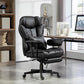 Black executive office chair with tall backrest, cushioned seat, and swivel base