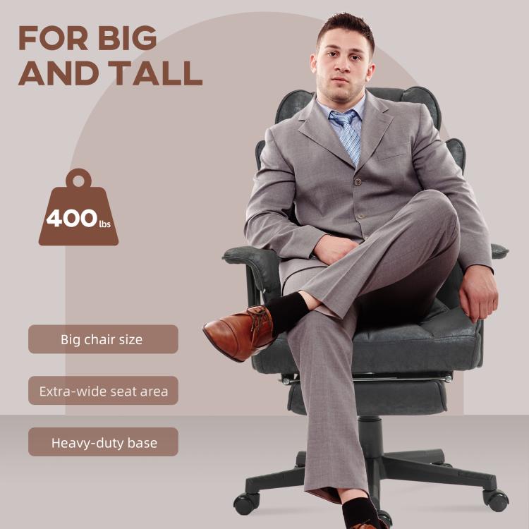 Black big and tall office chair with padded seat, headrest, and heavy-duty base