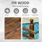 Fir wood bridge railing close-up with varnish finish and water-resistant design icons