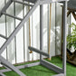 Gray chicken coop activity play set with ropes and ladder perches