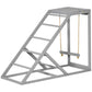 Gray chicken coop activity play set with ladder and rope swing perches