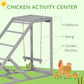 Gray chicken activity center diagram showing platform, swing, and hanging perches